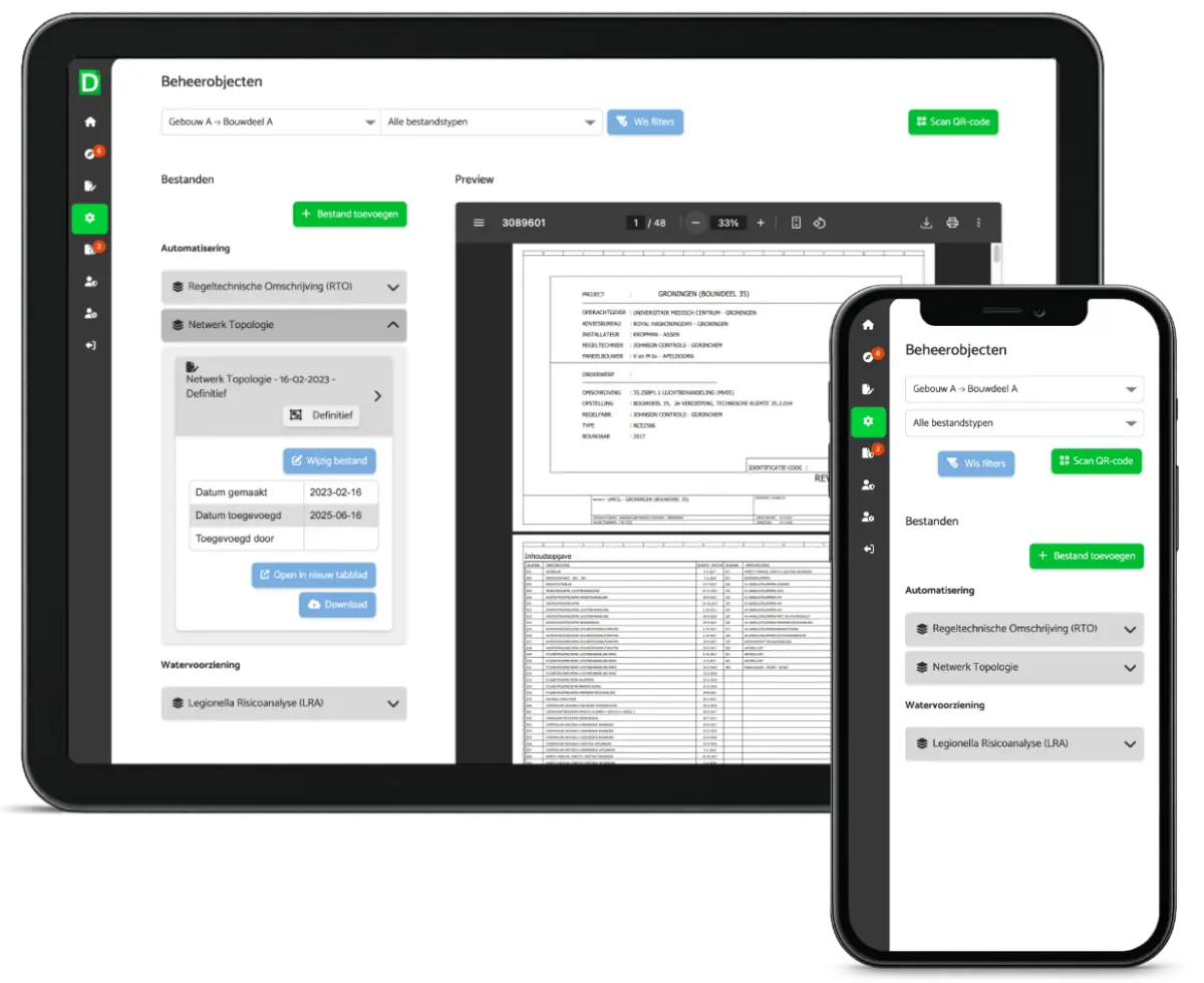 Beheersysteem technici op ipad of iphone.